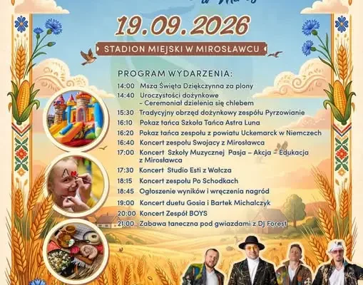 Dożynki Powiatowo-Gminne w Mirosławcu już dziś – sprawdź program