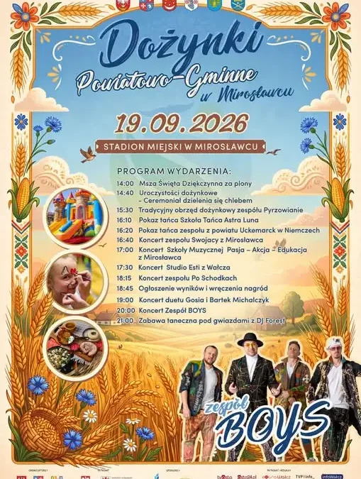 Dożynki Powiatowo-Gminne w Mirosławcu już dziś – sprawdź program