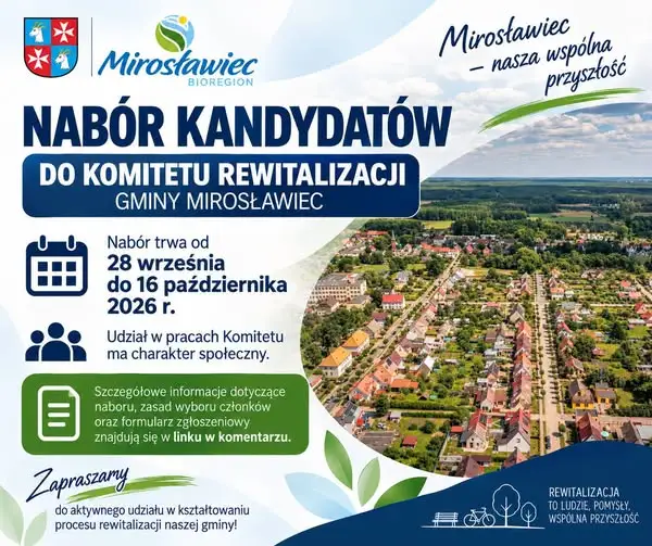 Mirosławiec szuka kandydatów do Komitetu Rewitalizacji. Nabór rusza 28 września