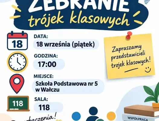 Zebranie trójek klasowych w Szkole Podstawowej nr 5 w Wałczu