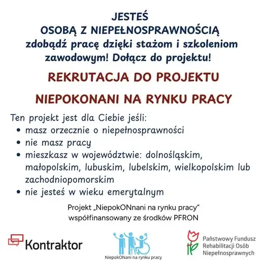 Projekt „NiepokONani na rynku pracy” – szansa zawodowa dla osób z niepełnosprawnością