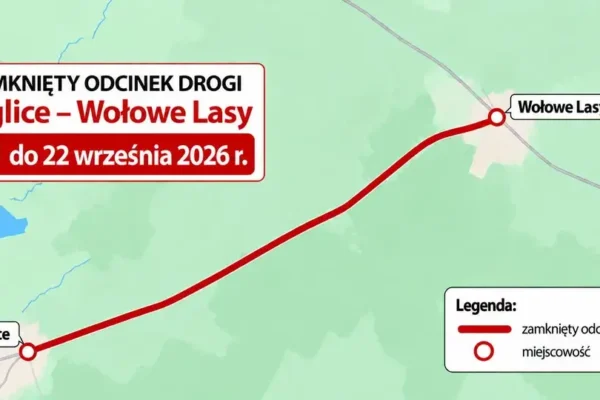 Remont drogi powiatowej 2320Z: zamknięcie odcinka Jaglice – Wołowe Lasy potrwa dłużej